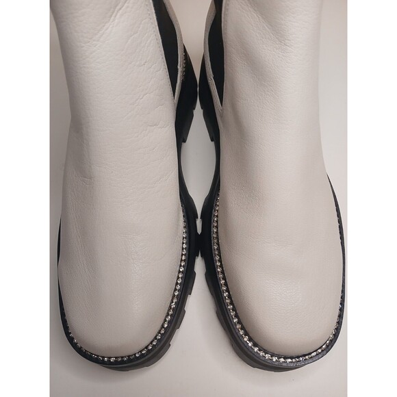 Karl Lagerfeld Sz 10 Paris Mayde Chunky Chelsea Boots Lug Sole With Rhinestones - Picture 3 of 16